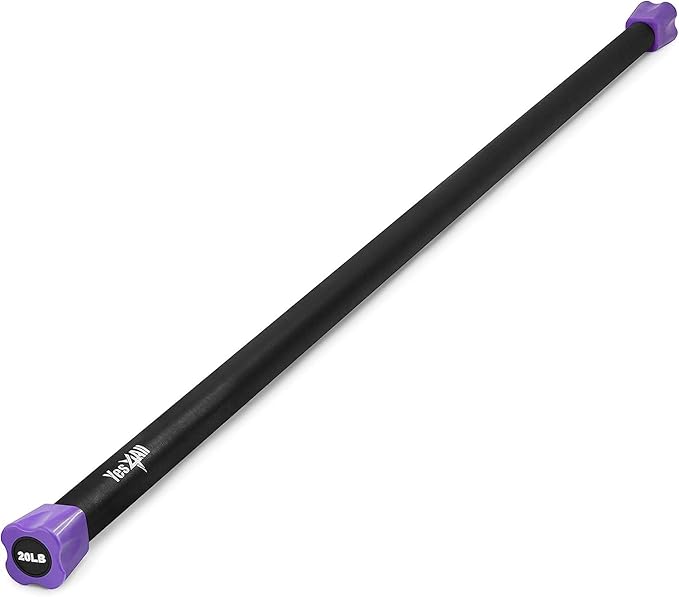 Yes4All Total Body Workout Weighted Bar, Resistance Band Bar, Racks for Strength Training, Exercise