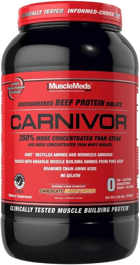 MuscleMeds Carnivor Beef Protein Isolate Powder, 23 Grams Protein, 0 Fat, 0 Sugar, 0 Cholesterol