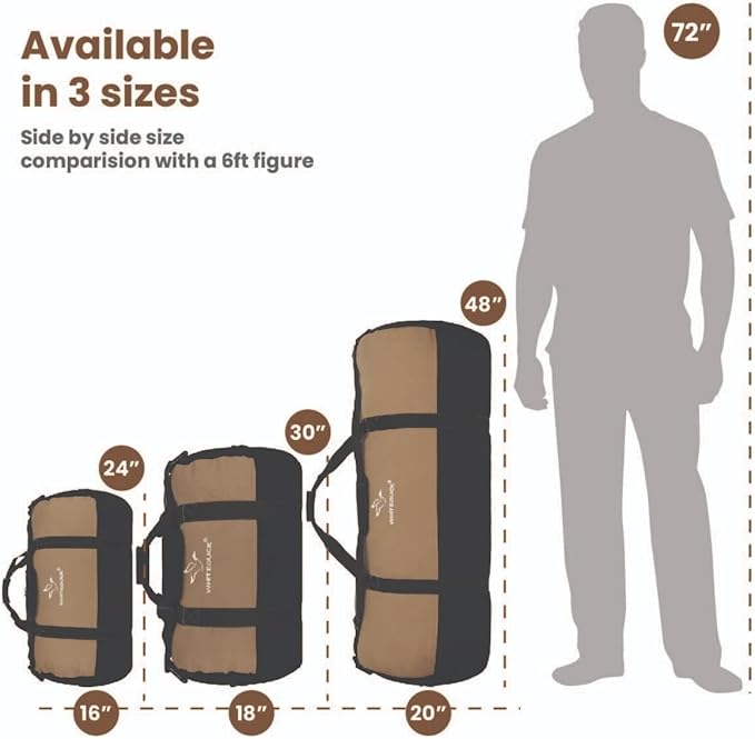 WHITEDUCK Heavy Duty Canvas Duffel Bag for Men and Women - Foldable Military Army Style Duffel Bag