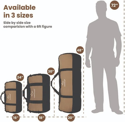 WHITEDUCK Heavy Duty Canvas Duffel Bag for Men and Women - Foldable Military Army Style Duffel Bag