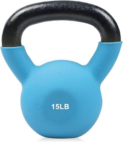 RitFit Neoprene Coated Solid Cast Iron Kettlebell 5 10 15 20 25 30 35 40 45 50 LB, Great for Full