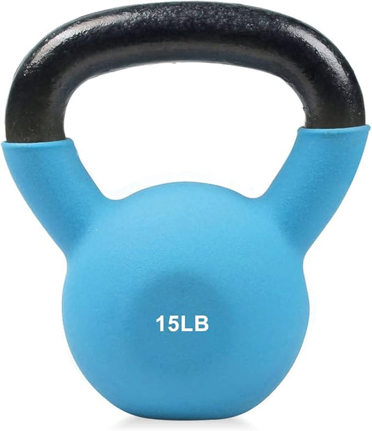 RitFit Neoprene Coated Solid Cast Iron Kettlebell 5 10 15 20 25 30 35 40 45 50 LB, Great for Full