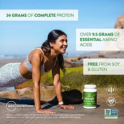MRM Nutrition Veggie Elite Performance Protein | Salted Caramel Flavored| Plant-Based Protein| Easy