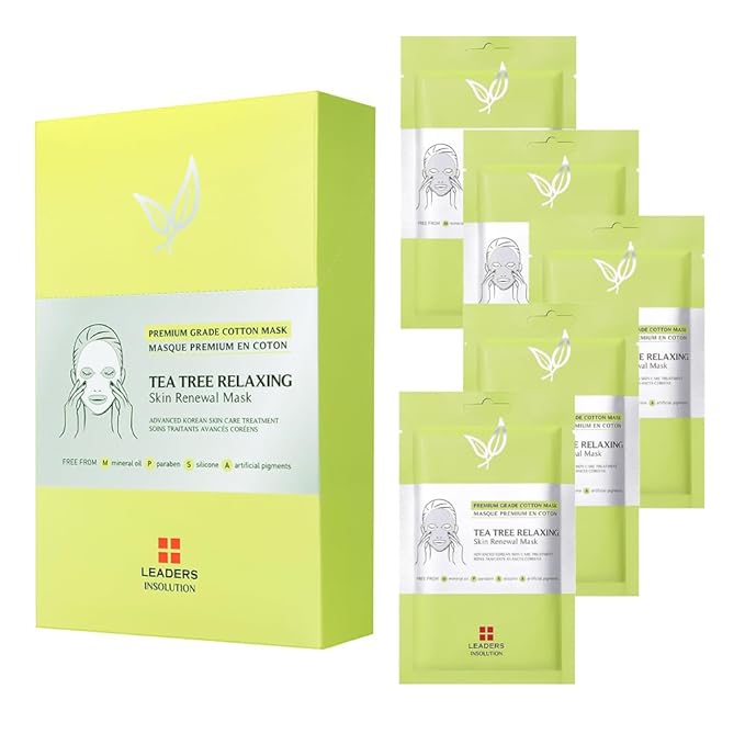 Leaders Insolution Tea Tree Relaxing Skin Renewal Mask | Soothing Facial Sheet for Acne, Oil