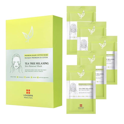 Leaders Insolution Tea Tree Relaxing Skin Renewal Mask | Soothing Facial Sheet for Acne, Oil