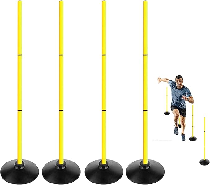 4FT Agility Poles Set Detachable Speed Training Poles Soccer Slalom Sticks with Agility Ladder and