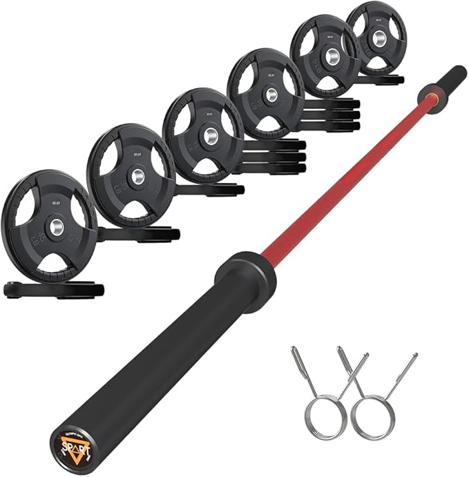 7FT Olympic Barbell Bar with Weight Plate Set Combo, Solid Olympic Bar with Bearings, 700Lbs