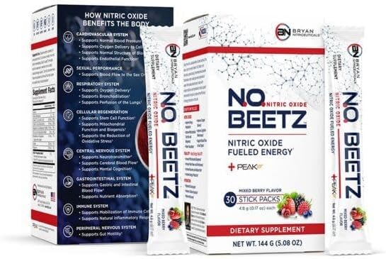 N.O. Beetz Nitric Oxide Fueled Energy Boost Supplement, Hydration & Cellular Energy Production