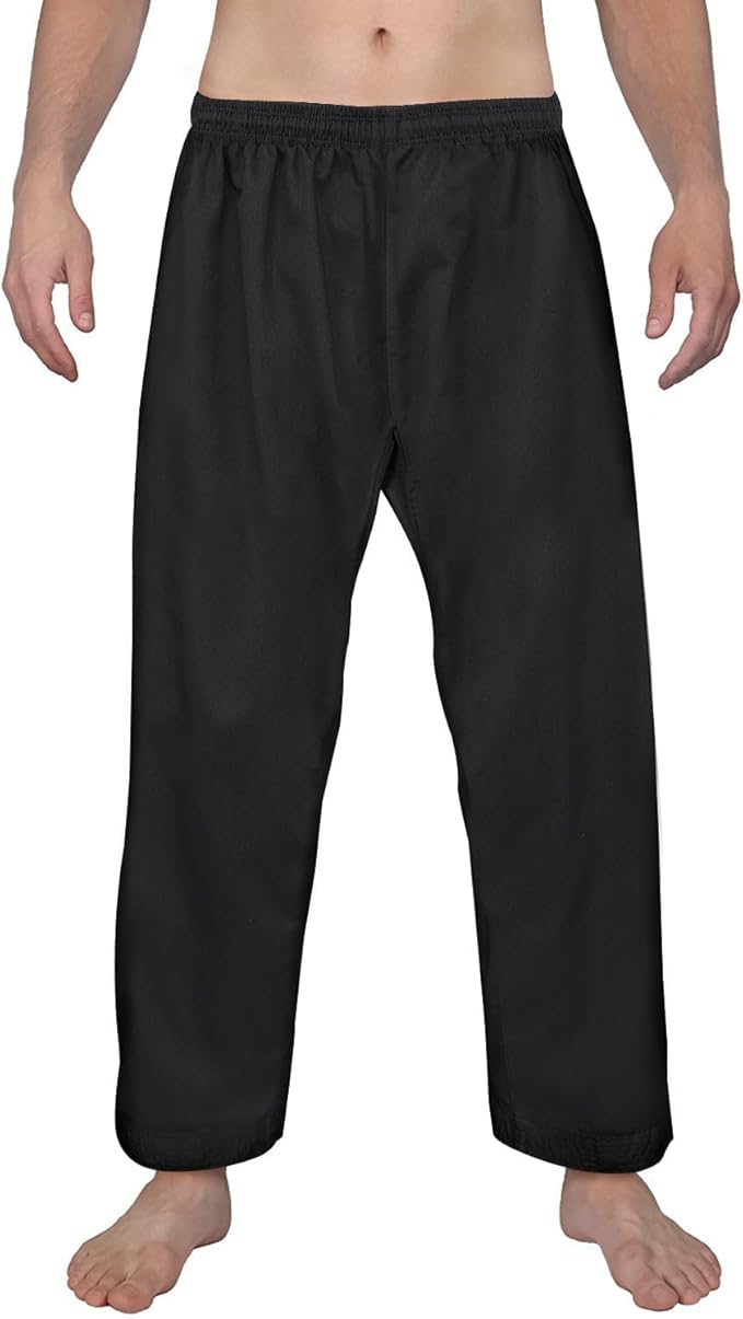 FitsT4 Sports Karate Pants 8oz Middleweight Elastic Waist Martial Arts Pants Perfect for Training