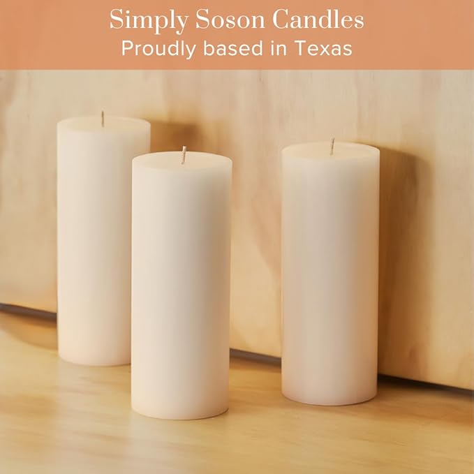 Simply Soson 2x4 inch Ivory Pillar Candles Set of 10, Smooth Texture, Unscented Ivory Candles