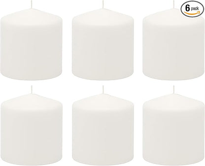 Stonebriar Unscented White Tall Pillar Candles, 18 Hour Burning Candle Pillars, Perfect for Decor