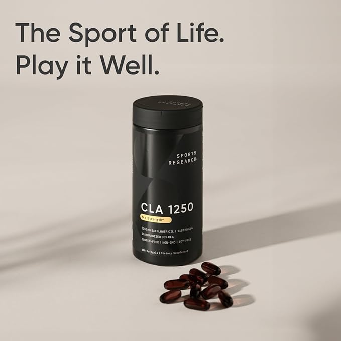 Sports Research CLA - 1250mg with Active Conjugated Linoleic Acid for Men and Women | Non-GMO, Soy
