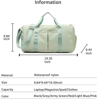 ZUEVI Sports Gym Duffel Bag for Women Waterproof Weekender Travel Bag with Shoes Compartment Dry