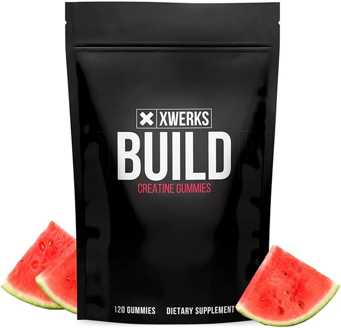 Xwerks Build Creatine Gummies for Men and Women, 120 Count, 100% Pure Creatine Monohydrate