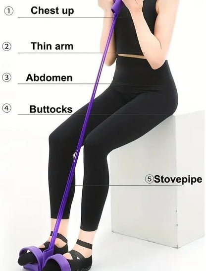 21 Fitness Resistance Bands-4 Tube Pedal Ankle Puller,Pedal Resistance Band with Handle,Resistance