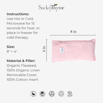 Organic Linen Eye Pillow - Lavender & Flaxseed for Relaxation, Yoga, Stress Relief - Microwavable