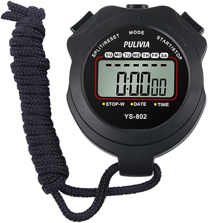 Stopwatch Timer Lap Split Digital Stopwatch with Clock Calendar Alarm, Large Display Stop Watch for