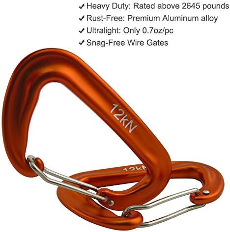 12kN 3.2"x2" Heavy-Duty Carabiner Clips - Durable, Lightweight Aluminum Alloy Carabiners for