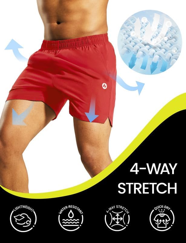 Nepest Men's 5?™â€?Athletic Running Shorts with Pockets, Lightweight Quick Dry Gym Workout Training