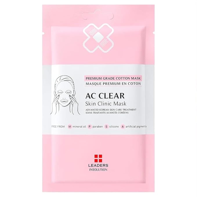 Leaders Insolution AC Clear Skin Clinic Mask | Snail Secretion & Tea Tree Oil for Acne, Redness