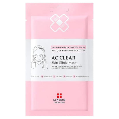 Leaders Insolution AC Clear Skin Clinic Mask | Snail Secretion & Tea Tree Oil for Acne, Redness