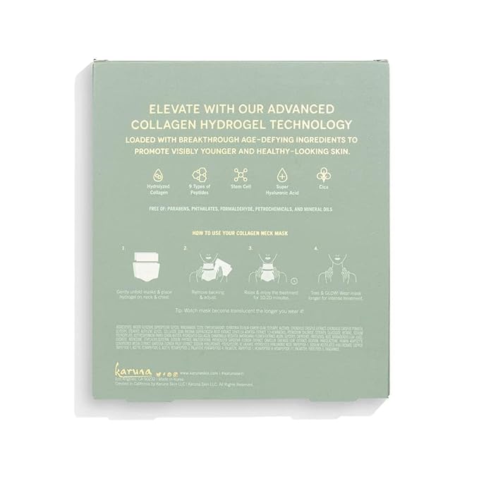 Karuna Skin - COLLAGEN Decollete & Neck Hydrogel Mask, 2-Piece Deeply Moisturizing Wrinkle Patches