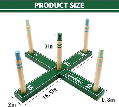 Wooden Ring Toss Game Set, Backyard Beach Camping Game with Toss Rings & Portable Carrying Bag