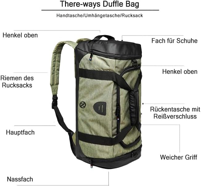 Gym Duffle Bag Backpack Waterproof Sports Duffel Bags Travel Weekender Bag for Men Women Overnight