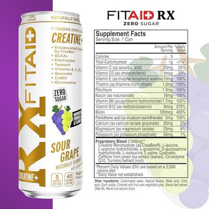 FITAID RX Zero Sugar, Encapsulated Creatine, Post-Workout Recovery Zero Sugar Drink, All-In-One