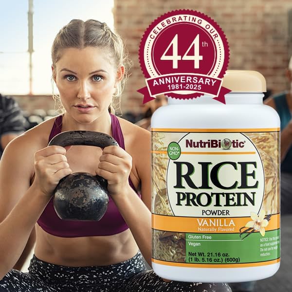 NutriBiotic ??Vanilla Rice Protein, 1 Lb 5 Oz (600g) | Low Carb, Keto-Friendly, Vegan, Raw Protein