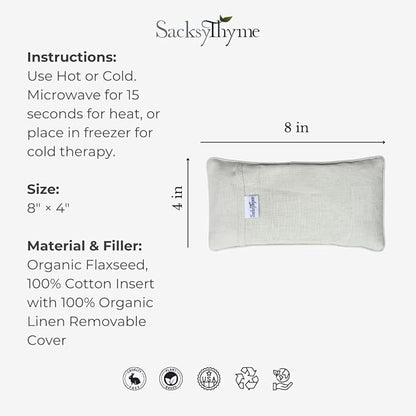 Organic Linen Eye Pillow - Lavender & Flaxseed for Relaxation, Yoga, Stress Relief - Microwavable