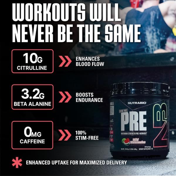NutraBio STIM-Free PRE Workout for Men, New Formula | Laser Focus, Extreme Pumps | Performance