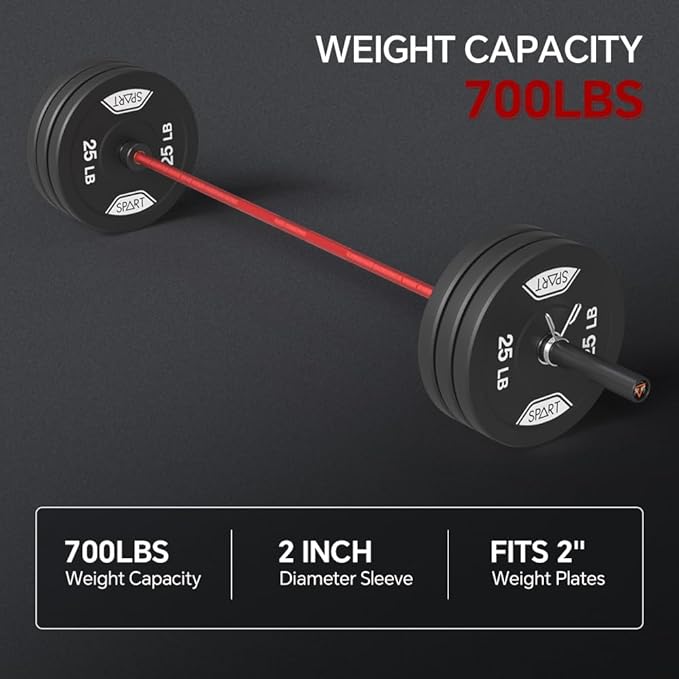 7FT Olympic Barbell Bar with Weight Plate Set Combo, Solid Olympic Bar with Bearings, 700Lbs