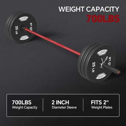 7FT Olympic Barbell Bar with Weight Plate Set Combo, Solid Olympic Bar with Bearings, 700Lbs
