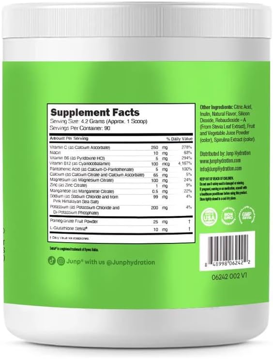 JUNP Electrolytes Powder No Sugar No Carbs – Mouthwatering Green Apple Drink Mix - Potassium & Salt