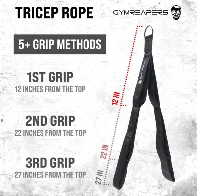 Gymreapers Tricep Rope Cable Attachment - Multi-Workout Tricep Pull Down Cable Attachment - Perfect