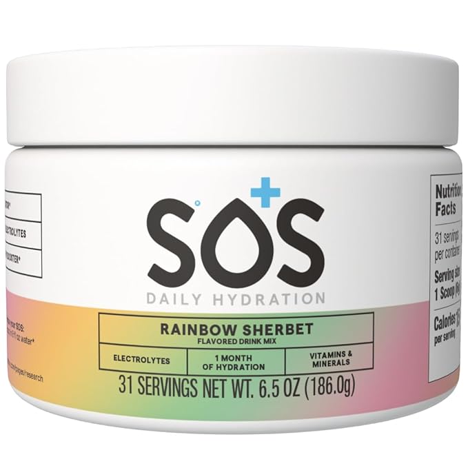 SOS Hydration Electrolyte Drink Mix (31 Servings) – Low Sugar, 15 Calorie, Keto-Friendly & Rapid