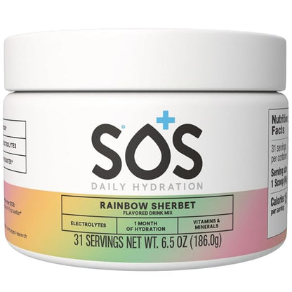 SOS Hydration Electrolyte Drink Mix (31 Servings) – Low Sugar, 15 Calorie, Keto-Friendly & Rapid