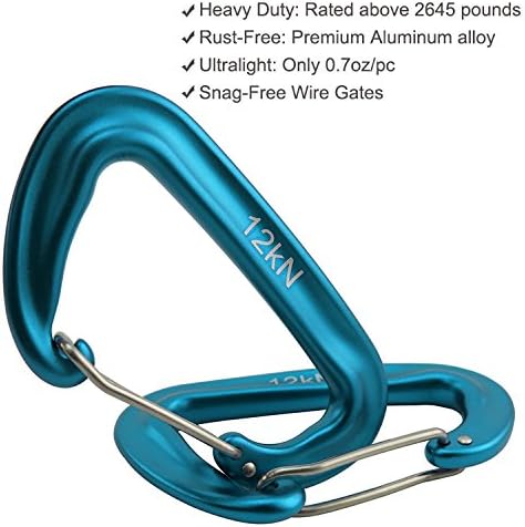 12kN 3.2"x2" Heavy-Duty Carabiner Clips - Durable, Lightweight Aluminum Alloy Carabiners for