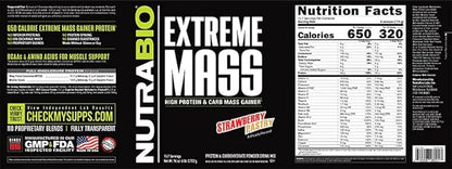 NutraBio Extreme Mass Gainer Protein Powder, 53G Protein, Clean Weight Gainer, Increase Muscle