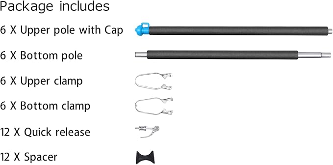 Universal Trampoline Replacement Enclosure Poles with Clamp and Hardware (only fit for The