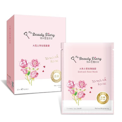My Beauty Diary-Damask Rose Facial Mask, Softening and Brightening Collagen Essence Face Sheet Mask