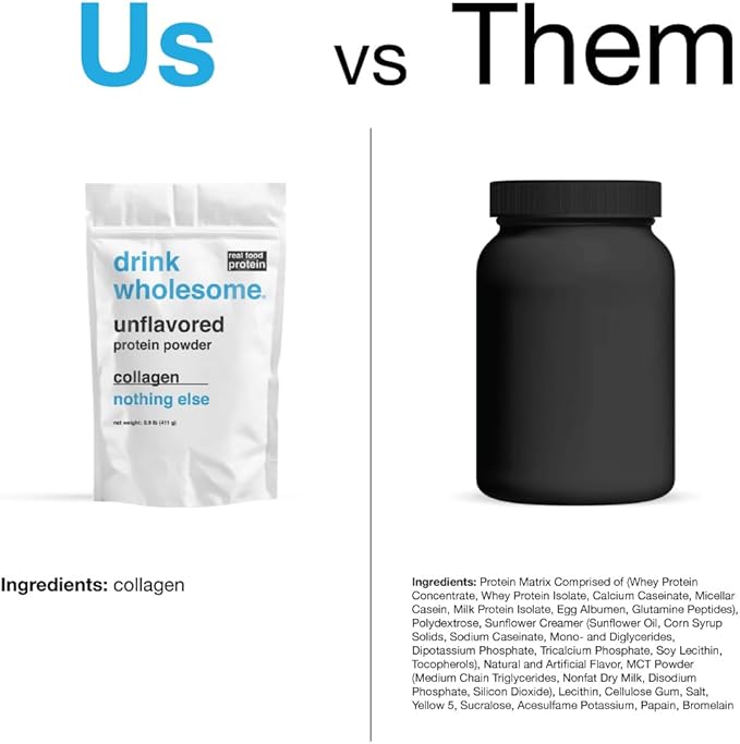 drink wholesome Unflavored Collagen Protein Powder | for Sensitive Stomachs | Gut Friendly | Dairy