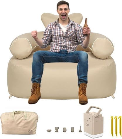 LUOOV Inflatable Couch Chairs Blow up Camp Sofa Camping Air Couch Sofa Inflatable Outdoor Furniture