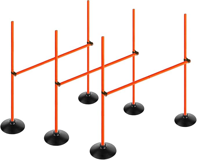 Orange Adjustable Height Agility Hurdle Set Multi-Function Soccer Trainning Pole Set Coaching