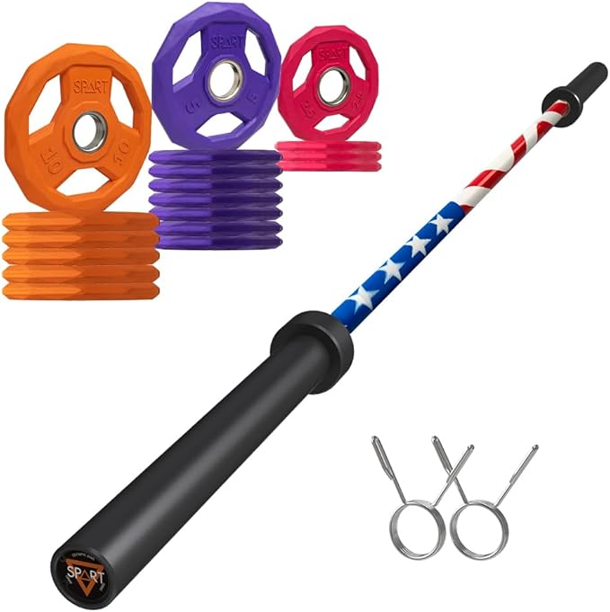 7FT Olympic Barbell Bar with Weight Plate Set Combo, Solid Olympic Bar with Bearings, 700Lbs