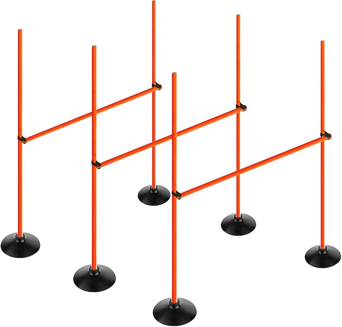 Orange Adjustable Height Agility Hurdle Set Multi-Function Soccer Trainning Pole Set Coaching