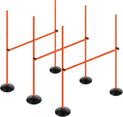 Orange Adjustable Height Agility Hurdle Set Multi-Function Soccer Trainning Pole Set Coaching