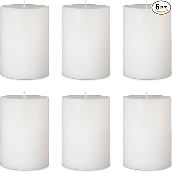 6 Packs 2.75x3.25 Inch White Pillar Candles, Unscented Dripless Non-Toxic Smokeless Clean Long