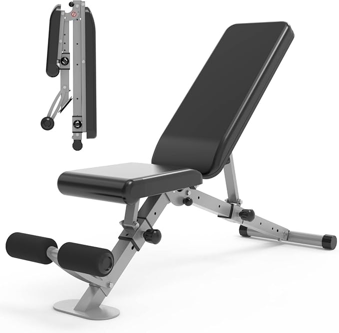 leikefitness Adjustable Weight Bench Foldable Workout Exercise Bench with Automatic Lock for